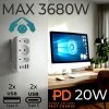Maclean Rozdzielacz na 3 gniazda MCE248 F/W 2xUSB-A 2xUSB-C biały
